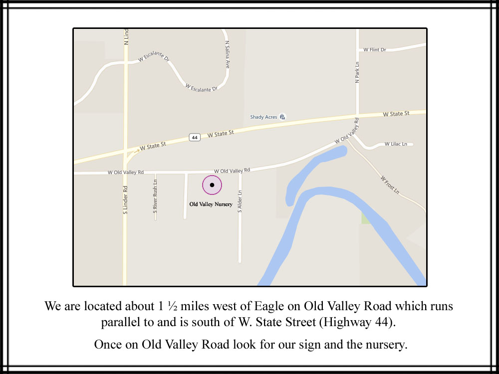 Map to Old Valley Nursery